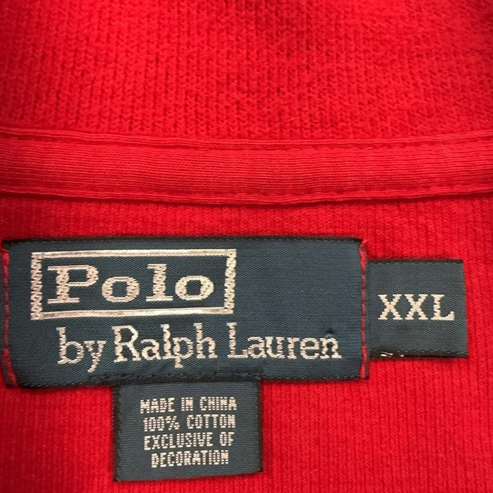 Vintage Polo By Ralph Lauren Sweater Mens 2XL Red 1/4 Zip Mock Neck Cotton Knit
